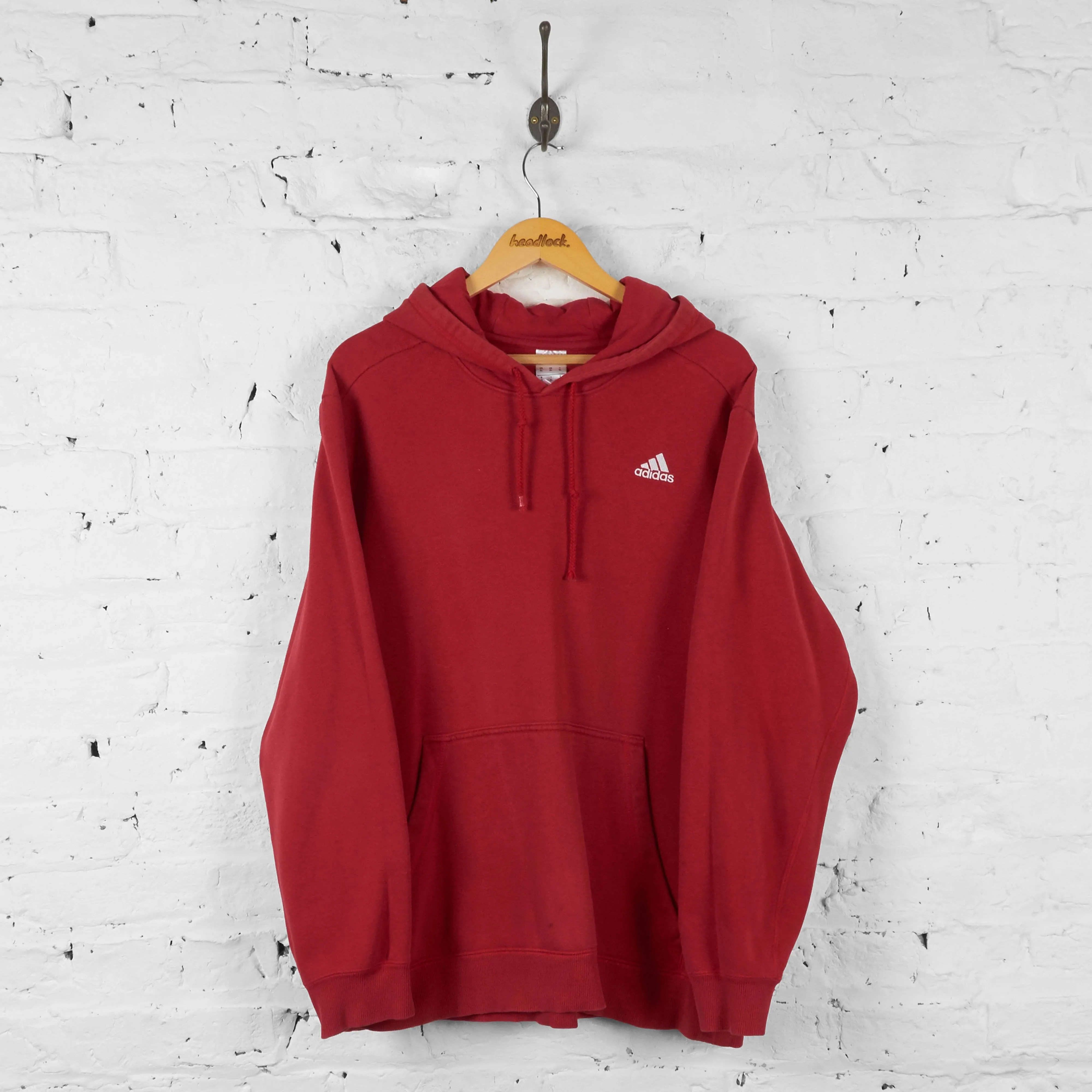 Vintage Adidas Hoodie - Red - XL
