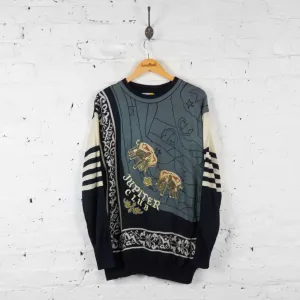 Vintage Jupiter Club Elephant Jumper - Grey/Gold - L