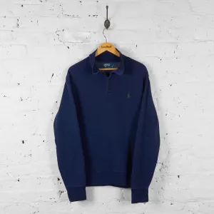 Vintage Ralph Lauren 1/4 Button Up Sweatshirt - Navy - L