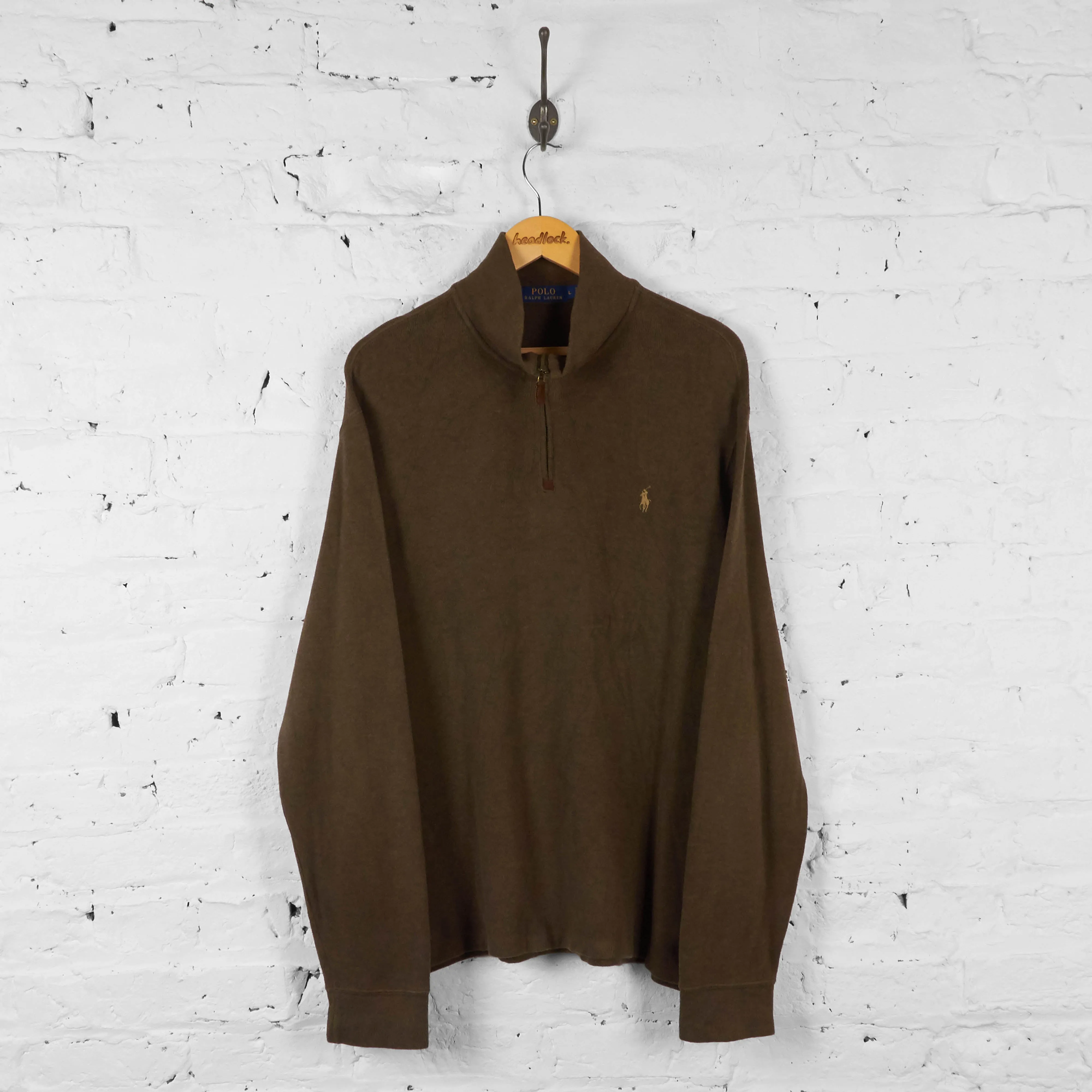 Vintage Ralph Lauren 1/4 Zip Sweatshirt - Brown - L