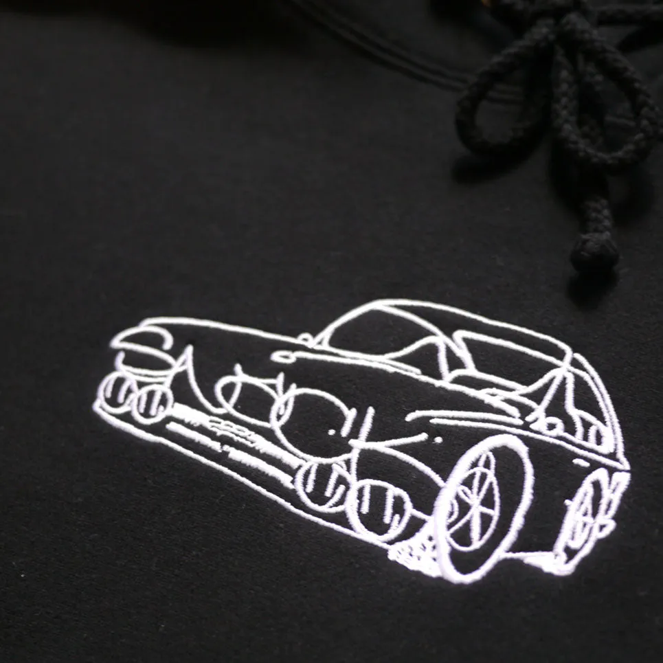 WHIP EMBROIDERED HOODIE - BLACK