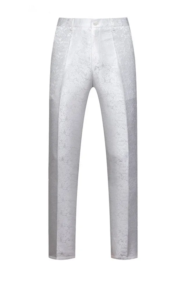 White Jacquard One Buttons Wedding Men Suits