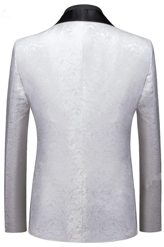White Jacquard One Buttons Wedding Men Suits