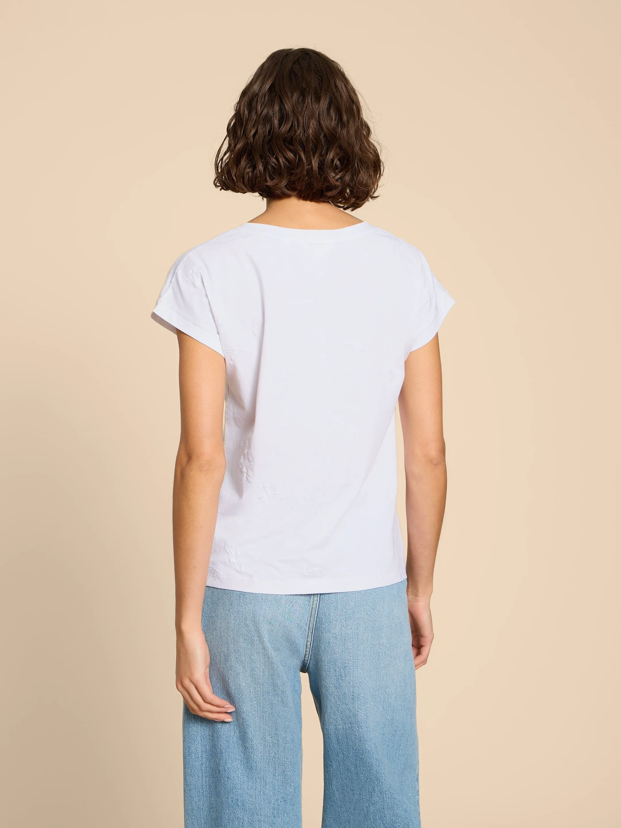 White Stuff UK Nelly Embroidered Tee Brilliant White