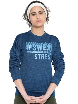 Women Printed Blue Sweatshirts
