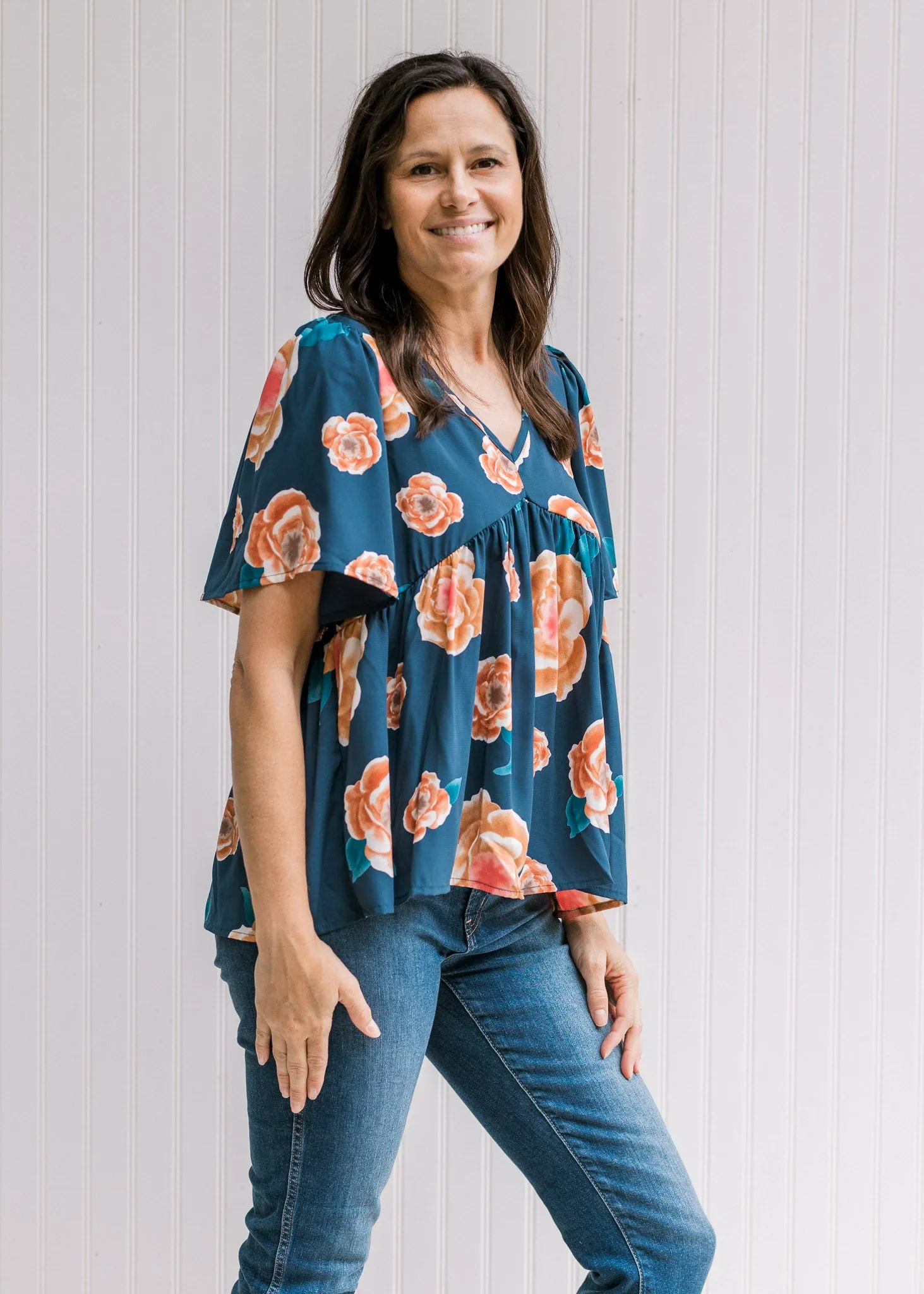 X Blue Poppies Top