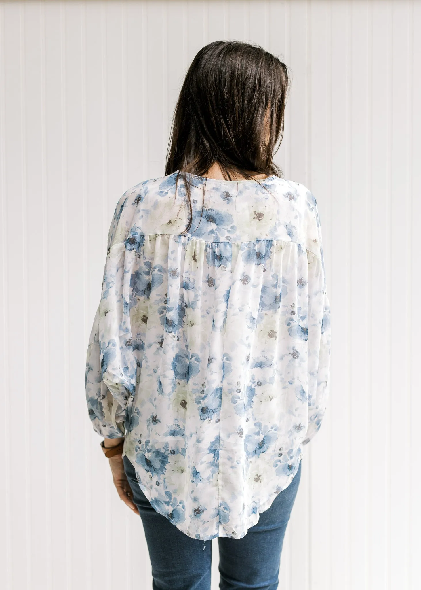 X Blue Watercolor Top