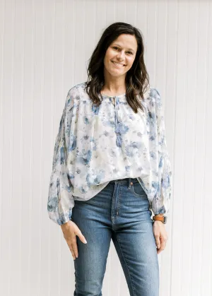 X Blue Watercolor Top