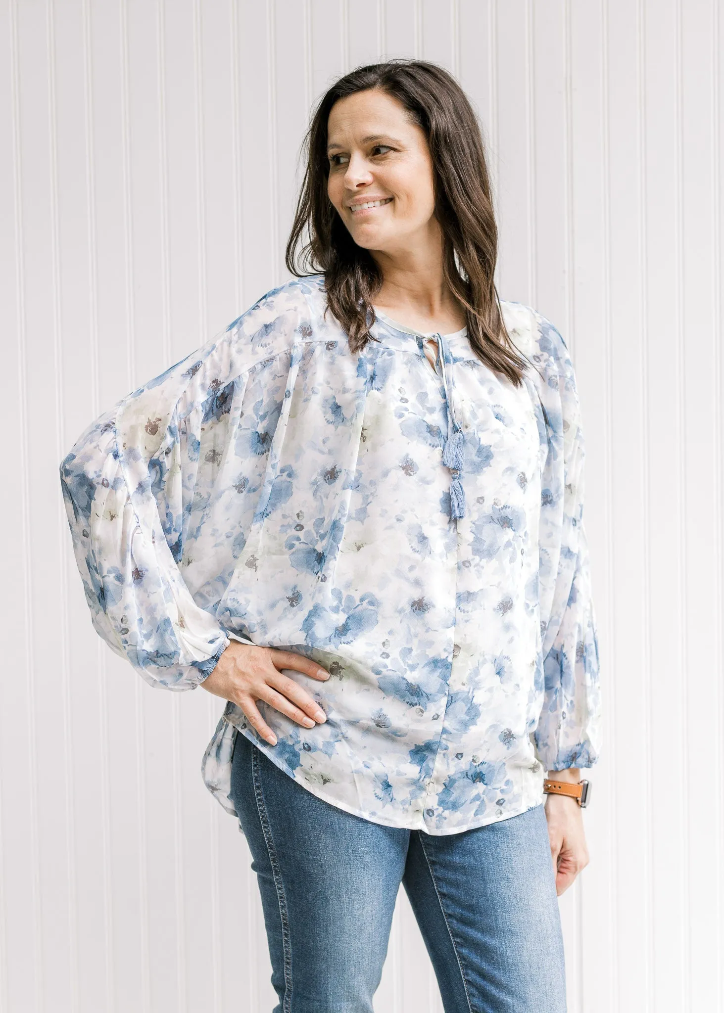 X Blue Watercolor Top
