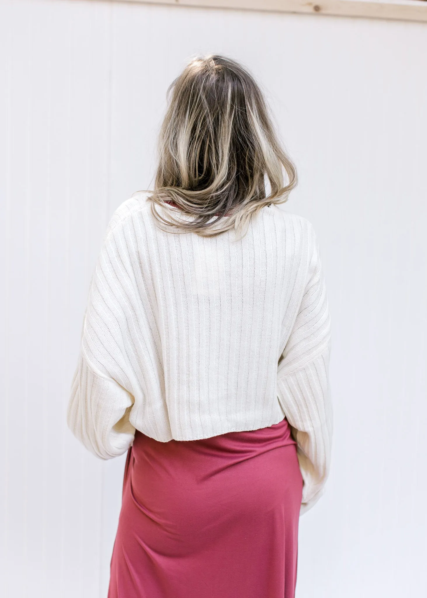X Ivory Wide V Neck Sweater